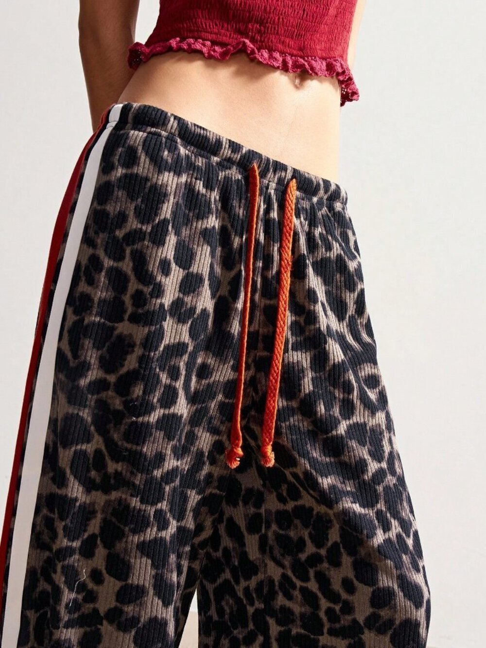 Mocha Brown Women's Boho Style Leopard Print Pants